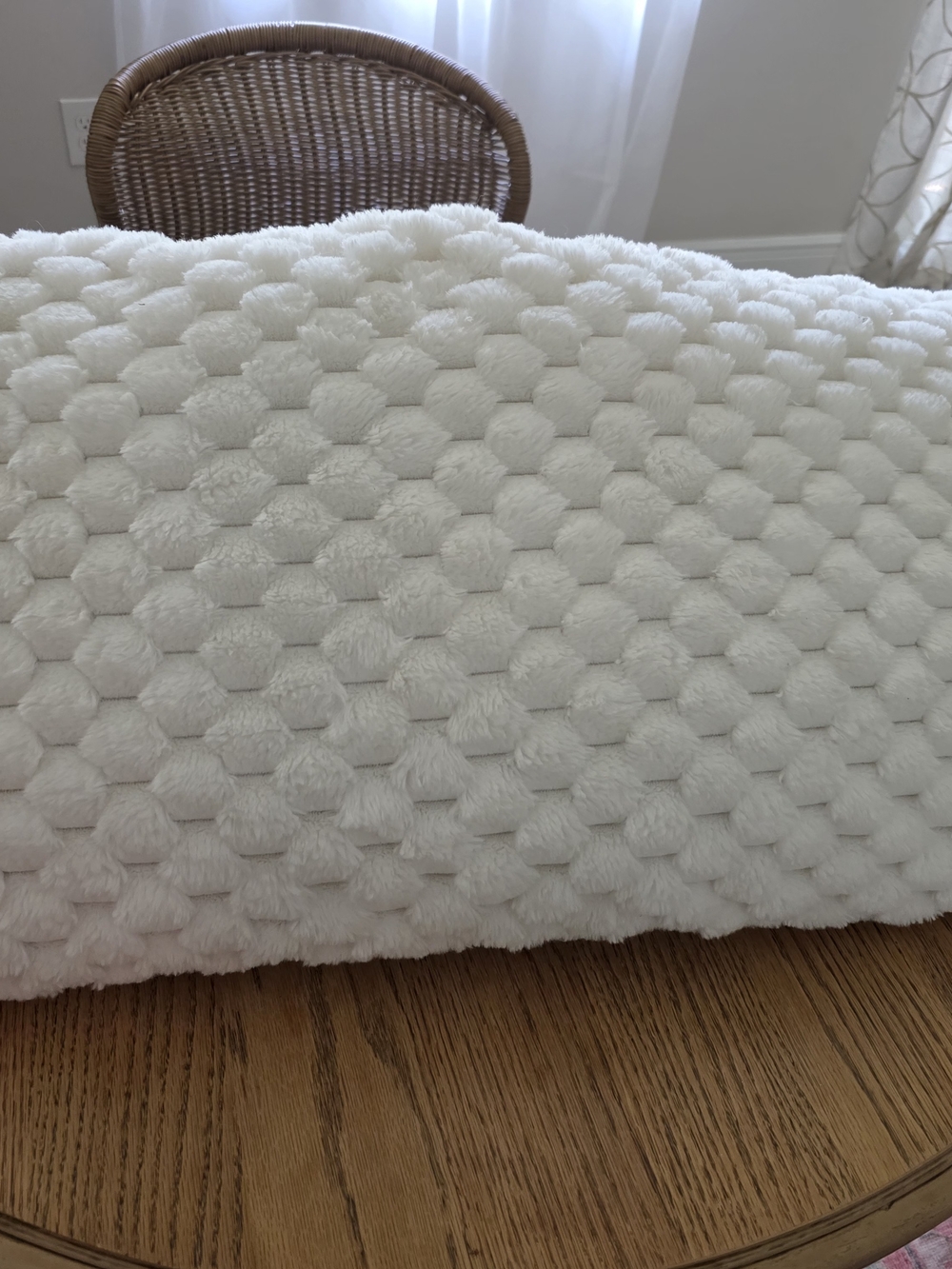 Plush Textured White Throw Pillow